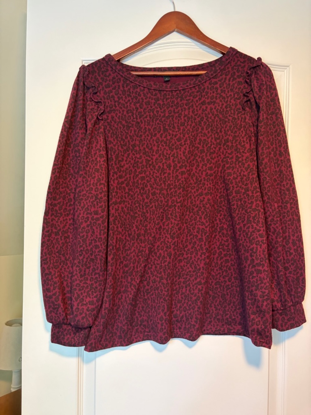 Banana Republic Wine Leopard Print Long Sleeve Top